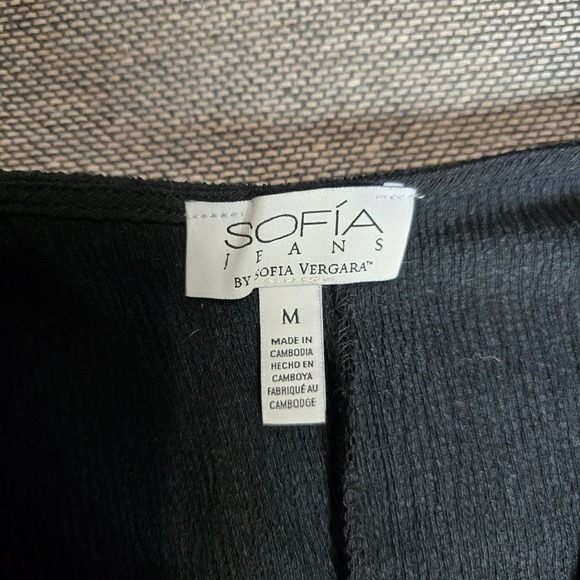 Sofia Jeans by Sofia Vergara Black Ruffle High Low Faux Wrap Dress Medium - Picture 5 of 5